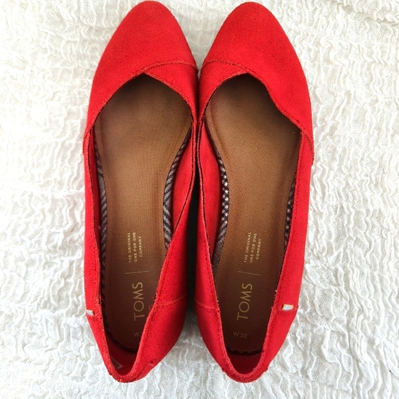 TOMS Shoes Womens W10 Jutti Neat Slip On Loafers Flats Red Suede Minimalist Shoe - Picture 4 of 12